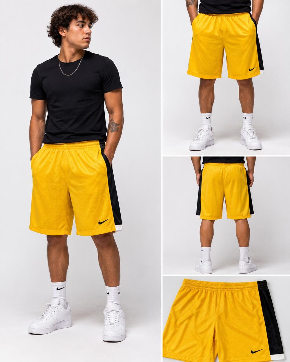 Vintage Y2K Nike Dazzle Basketball Shorts Mens S Yellow Black Satin Shiny